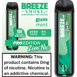 Breeze Pro Zero Nicotine 2000 Puffs